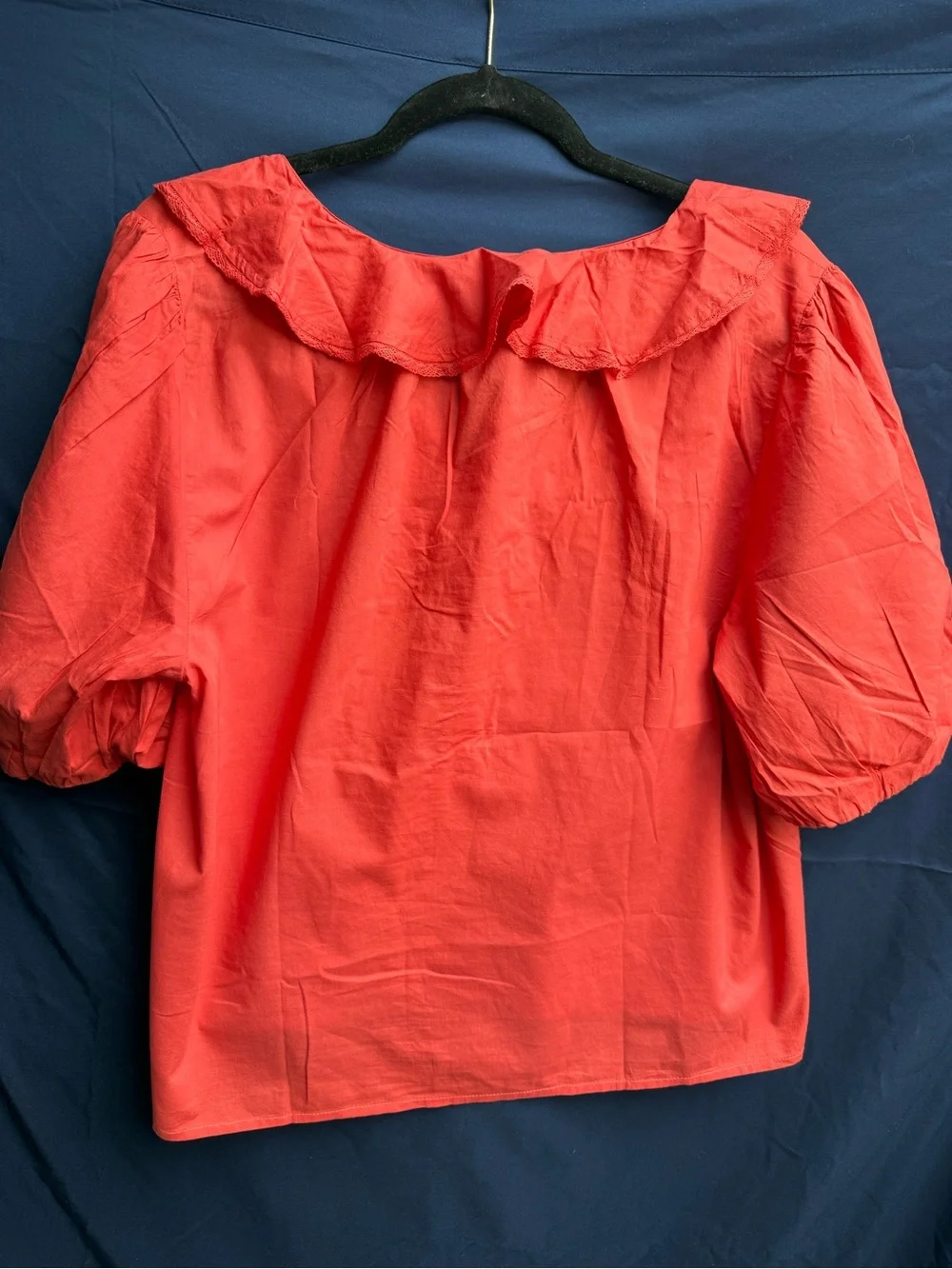 Old Navy Coral Red Ruffle V-Neck Blouse